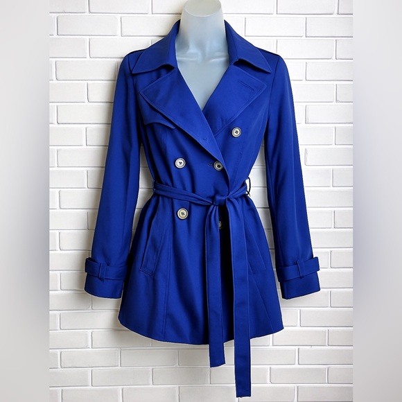 Express Women's Blue Double-Breasted Trench Coat Size SP - Picture 2 of 12